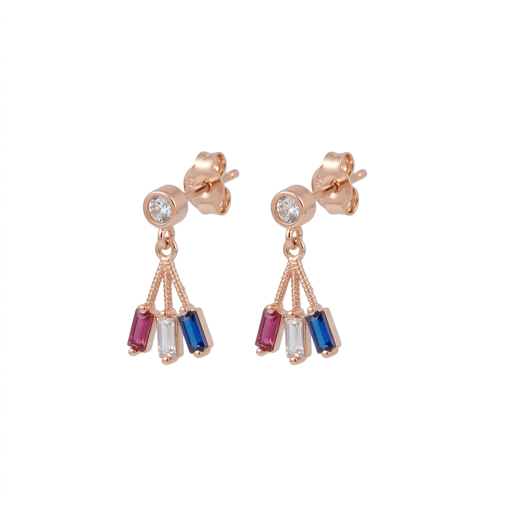 Baguette Silver Earrings