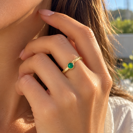 Natural Stone Silver Ring