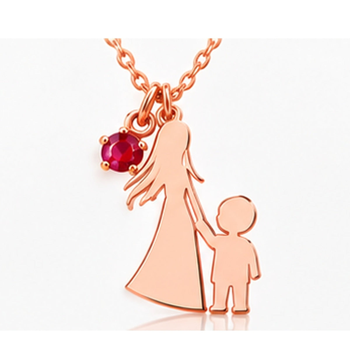 Anne ve 1 Erkek Rose Gold lazer kesim kolye 2000x2000 büyük ürün görseli