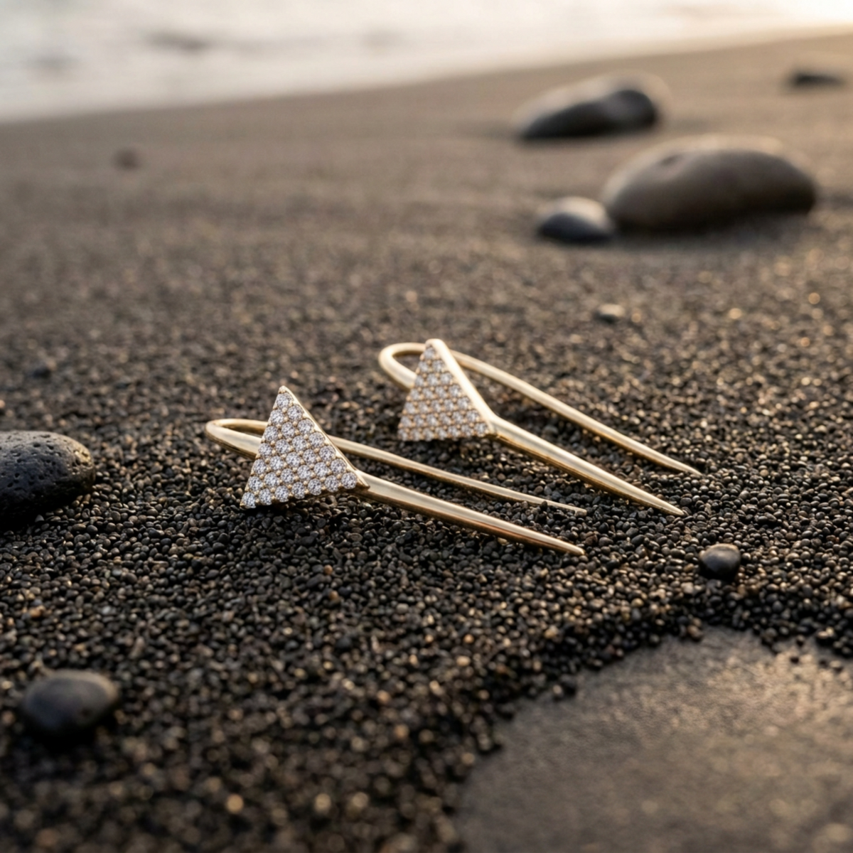 Triangular Bar Silver Earrings