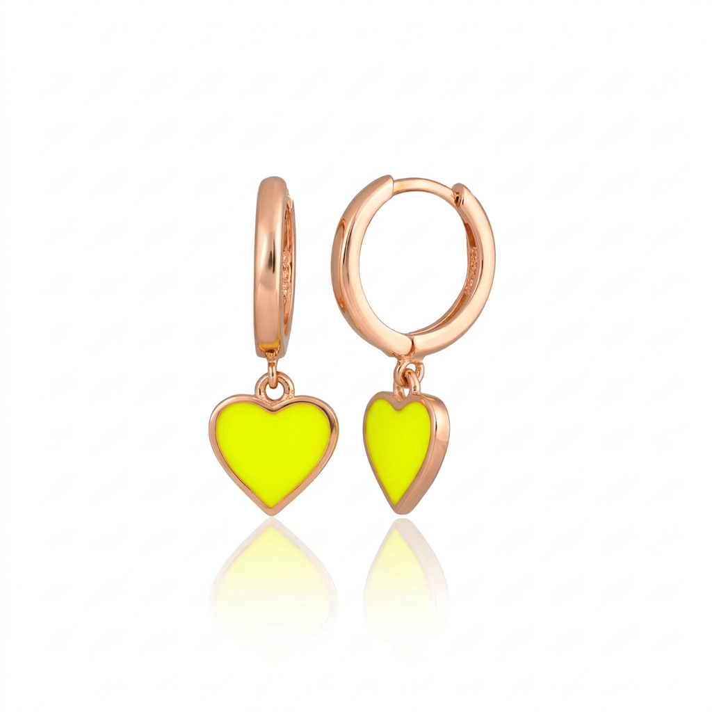 Heart Neon Silver Earring