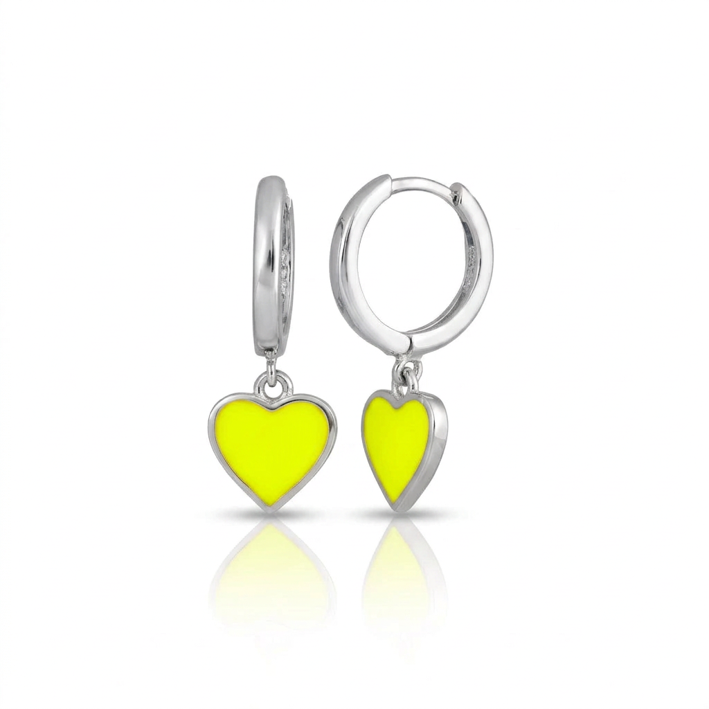 Heart Neon Silver Earring