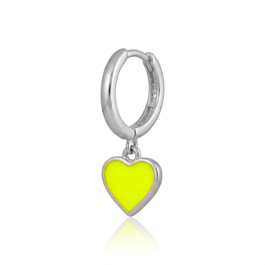 Heart Neon Silver Earring