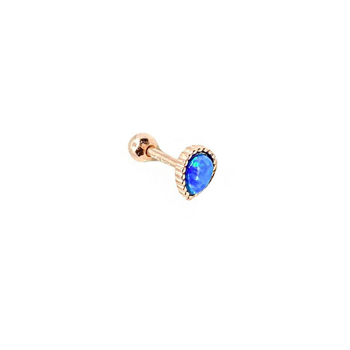 Masaliko Damla Mavi Opal Gümüş Piercing Küpe Ms2894, 925 Ayar Gümüş