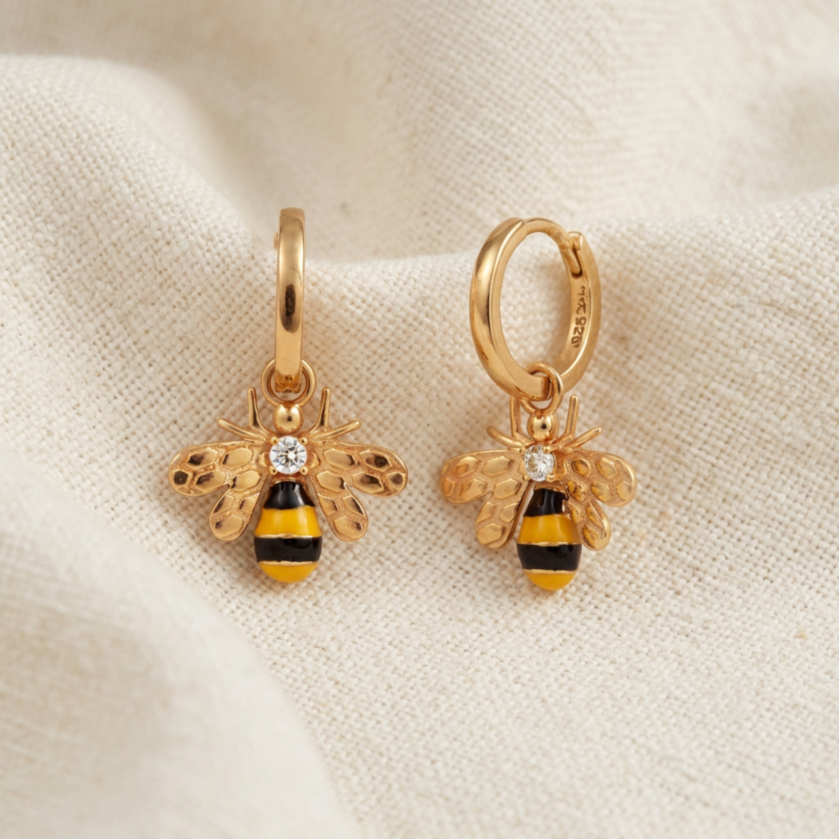 Bee Silver Earrings