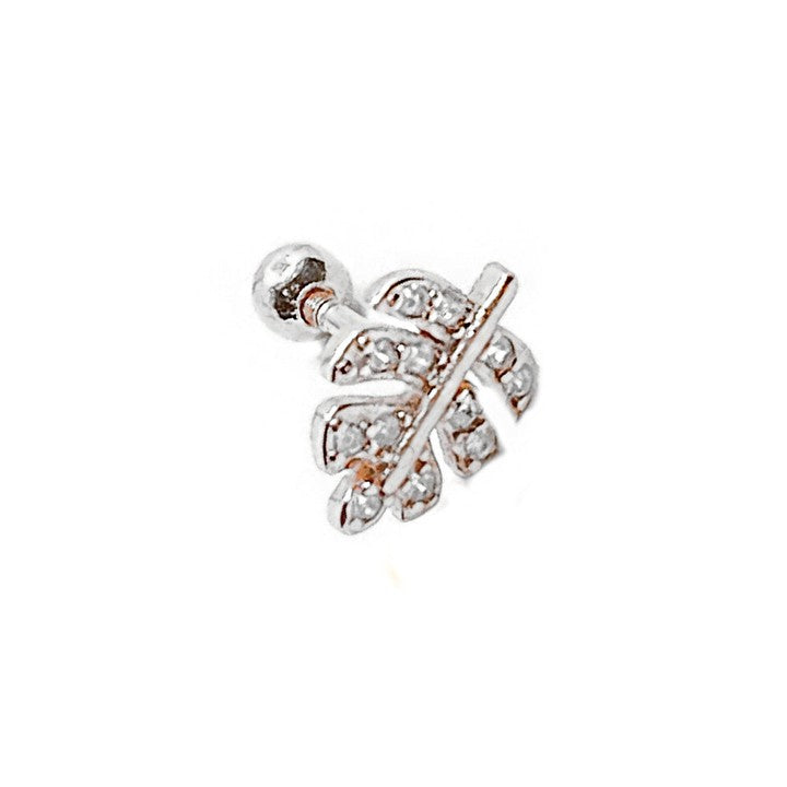 Masaliko Yaprak Gümüş Piercing Küpe Ms2725, 925 Ayar Gümüş