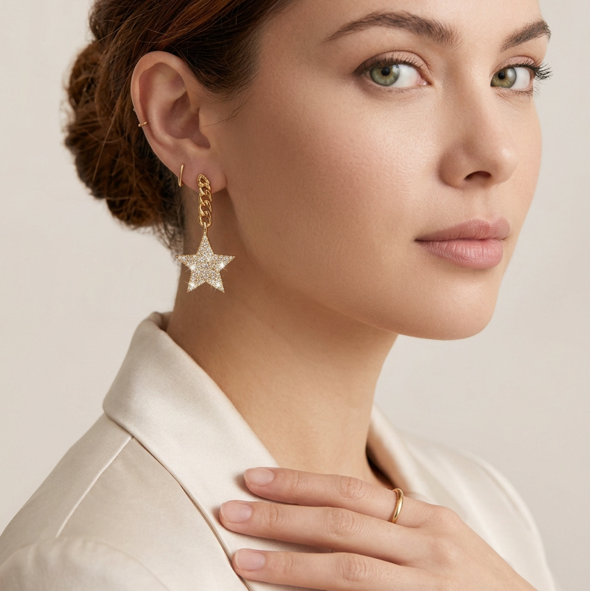 Star Silver Earrings