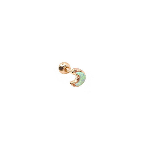 Masaliko Ay Opal Gümüş Piercing Küpe Ms2911, 925 Ayar Gümüş, İthal Ürün