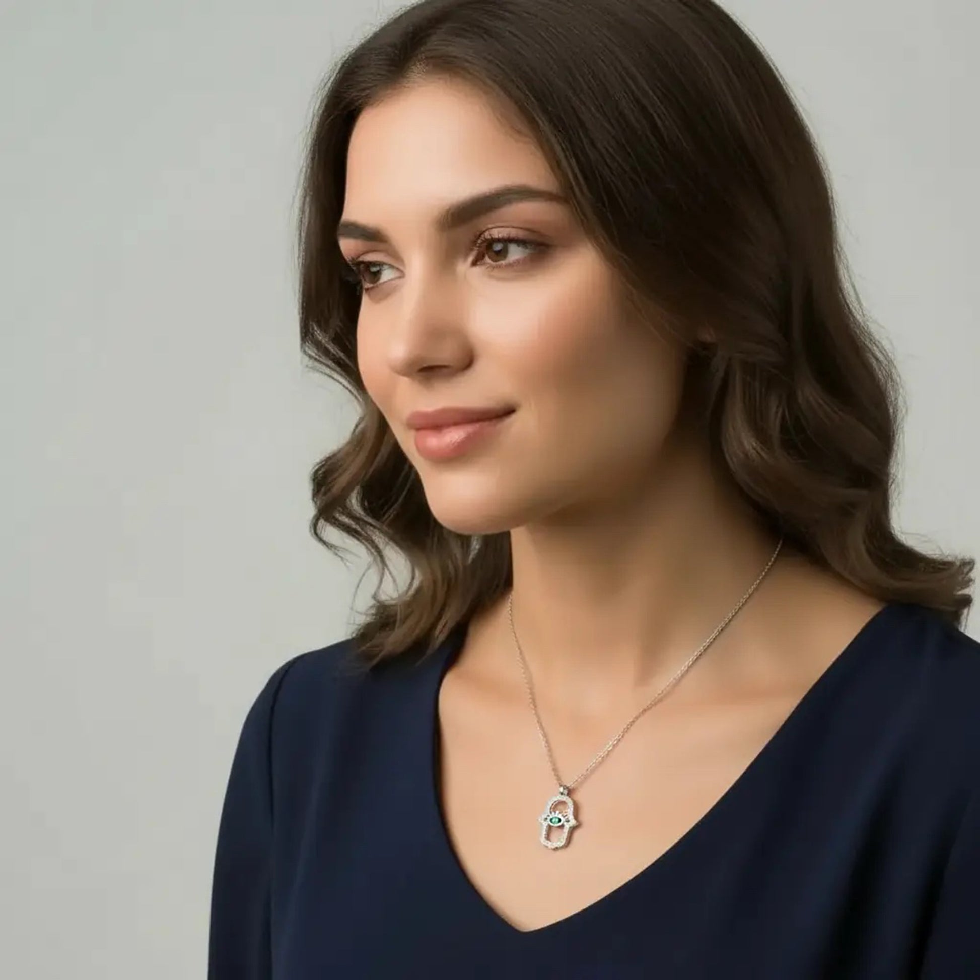 Fatma Ana Eli Göz Gümüş Kolye