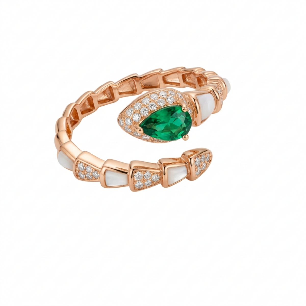 Vio 19 Yılan Gümüş Yüzük-rose gold