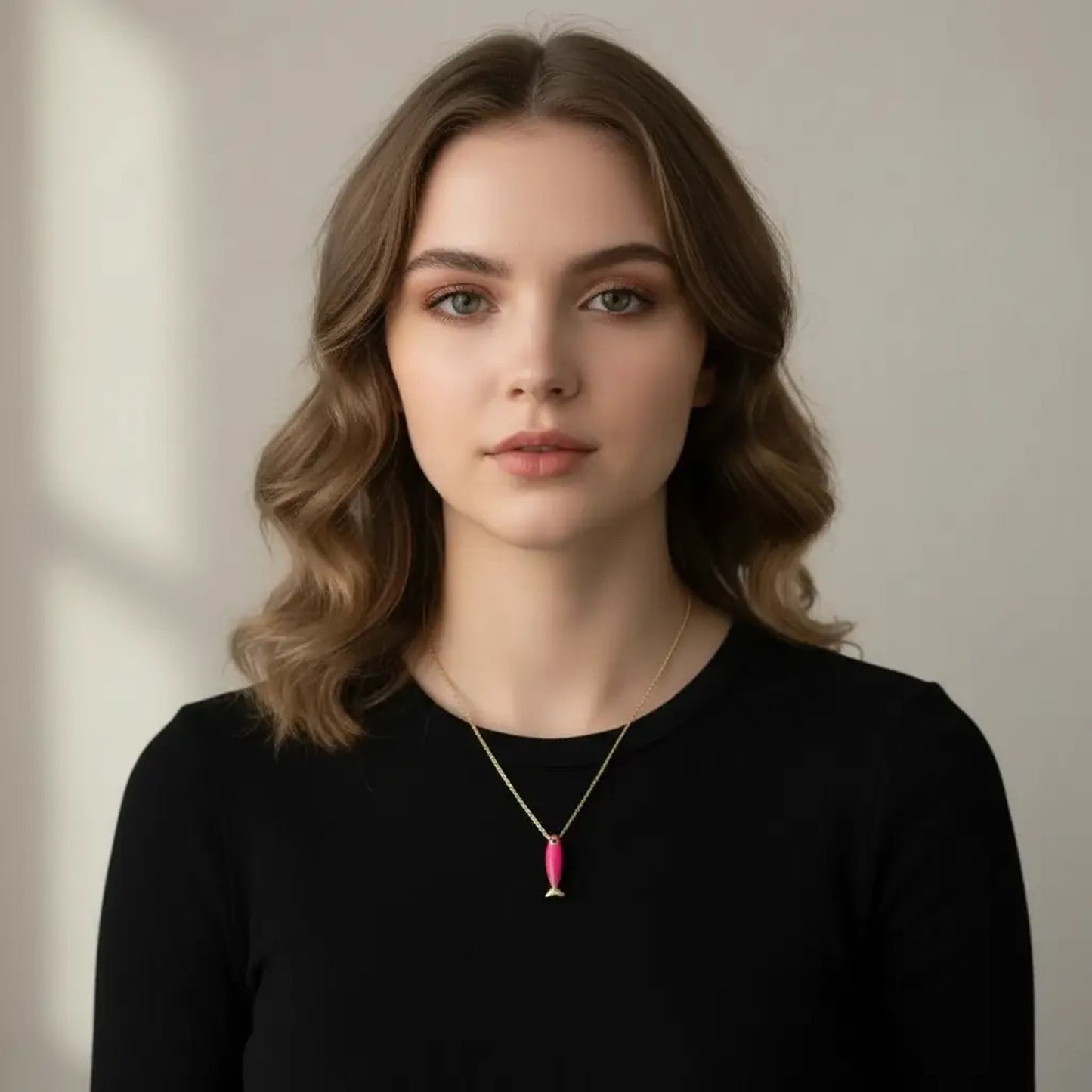 Balık S 5 Pembe Gümüş Kolye