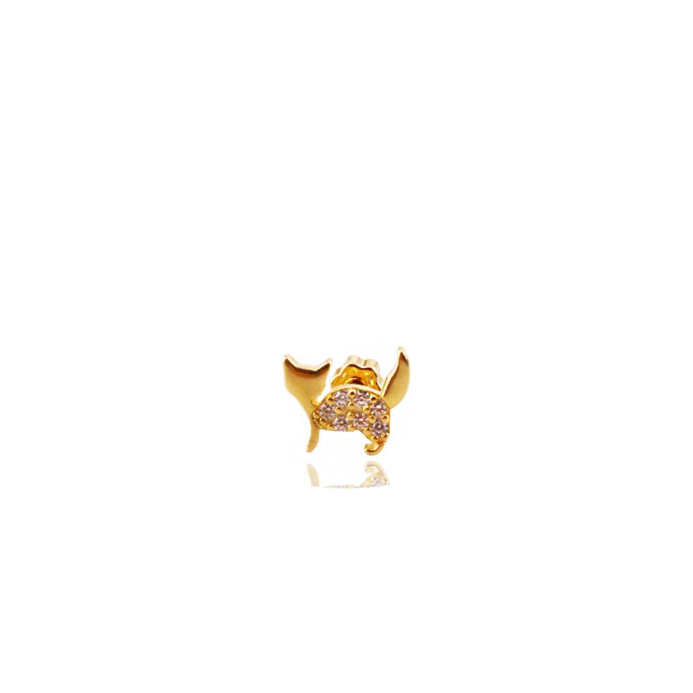 Liu S 22 Kedi Gümüş Piercing - Ms3837