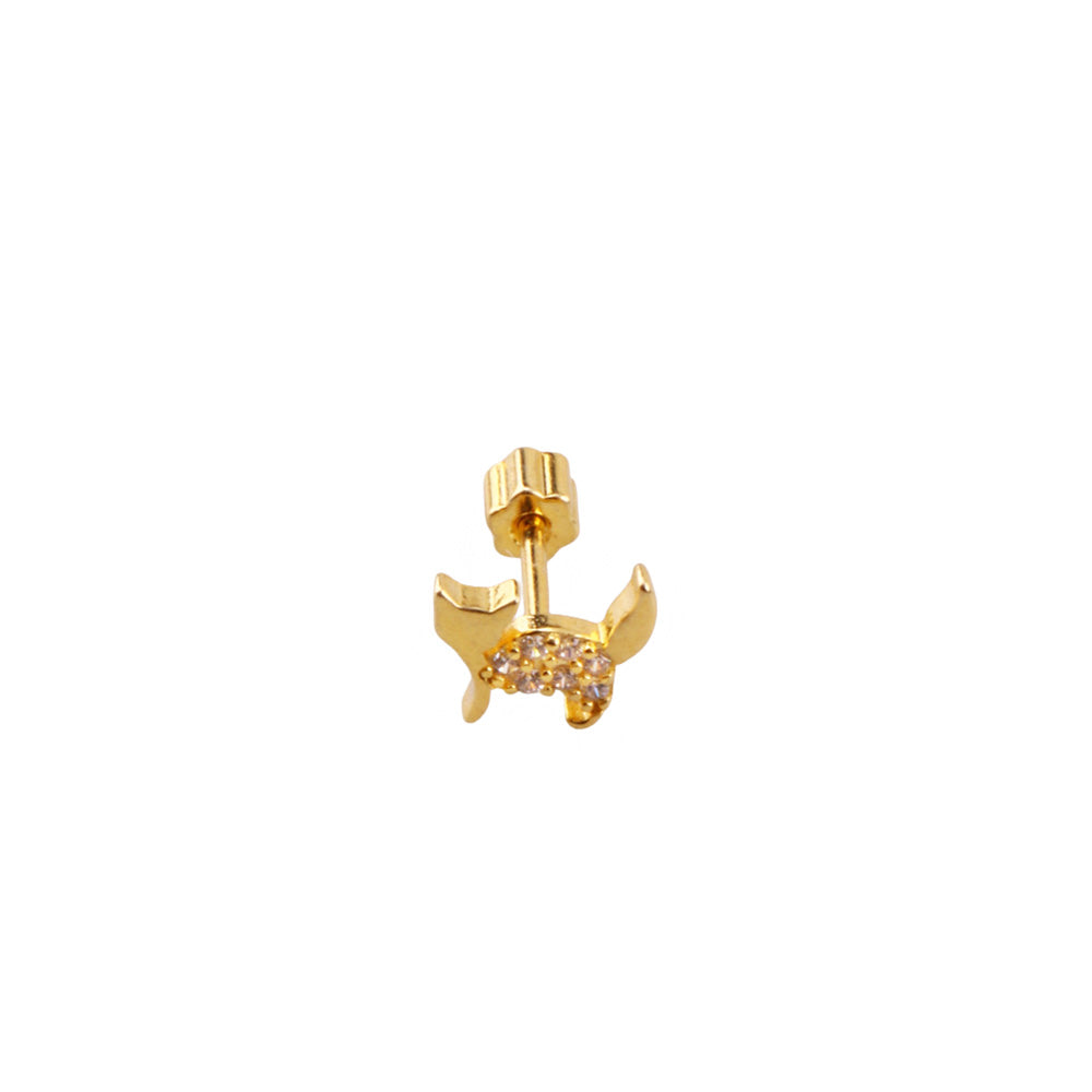 Liu S 22 Kedi Gümüş Piercing - Ms3837