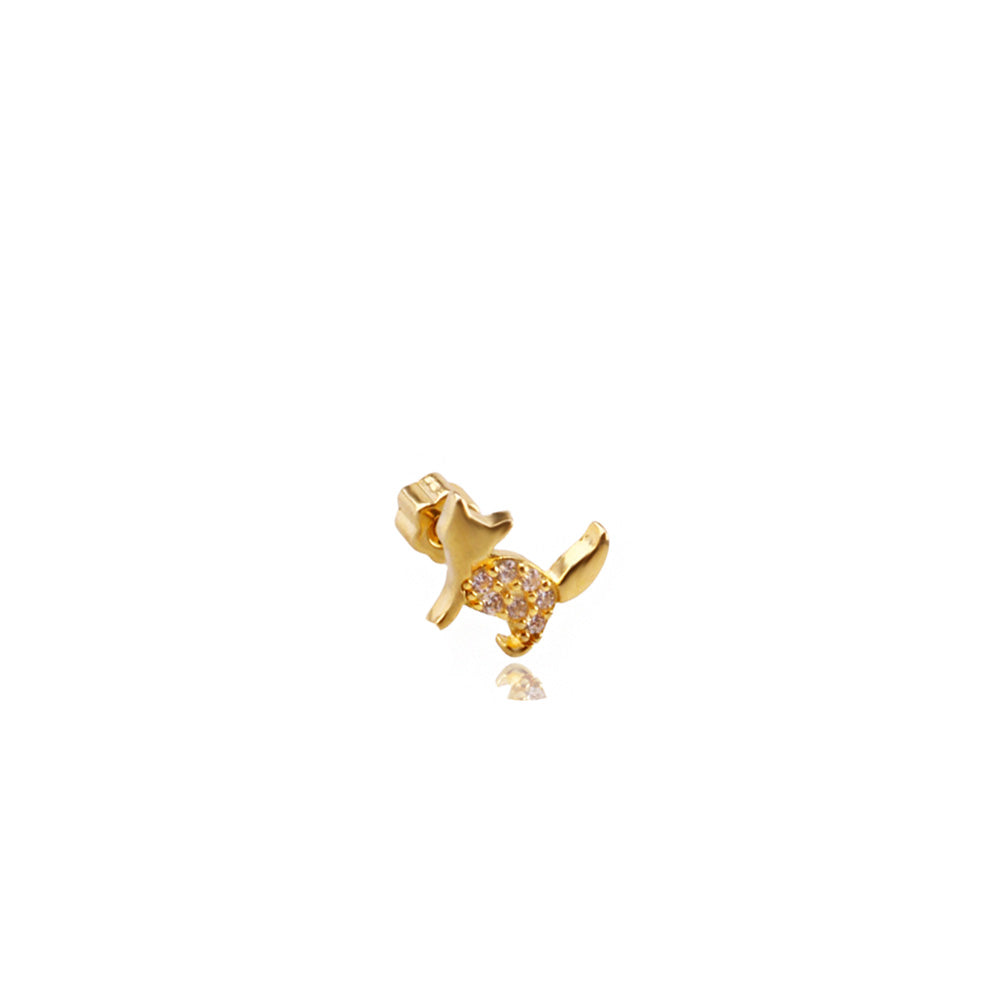 Liu S 22 Kedi Gümüş Piercing - Ms3837