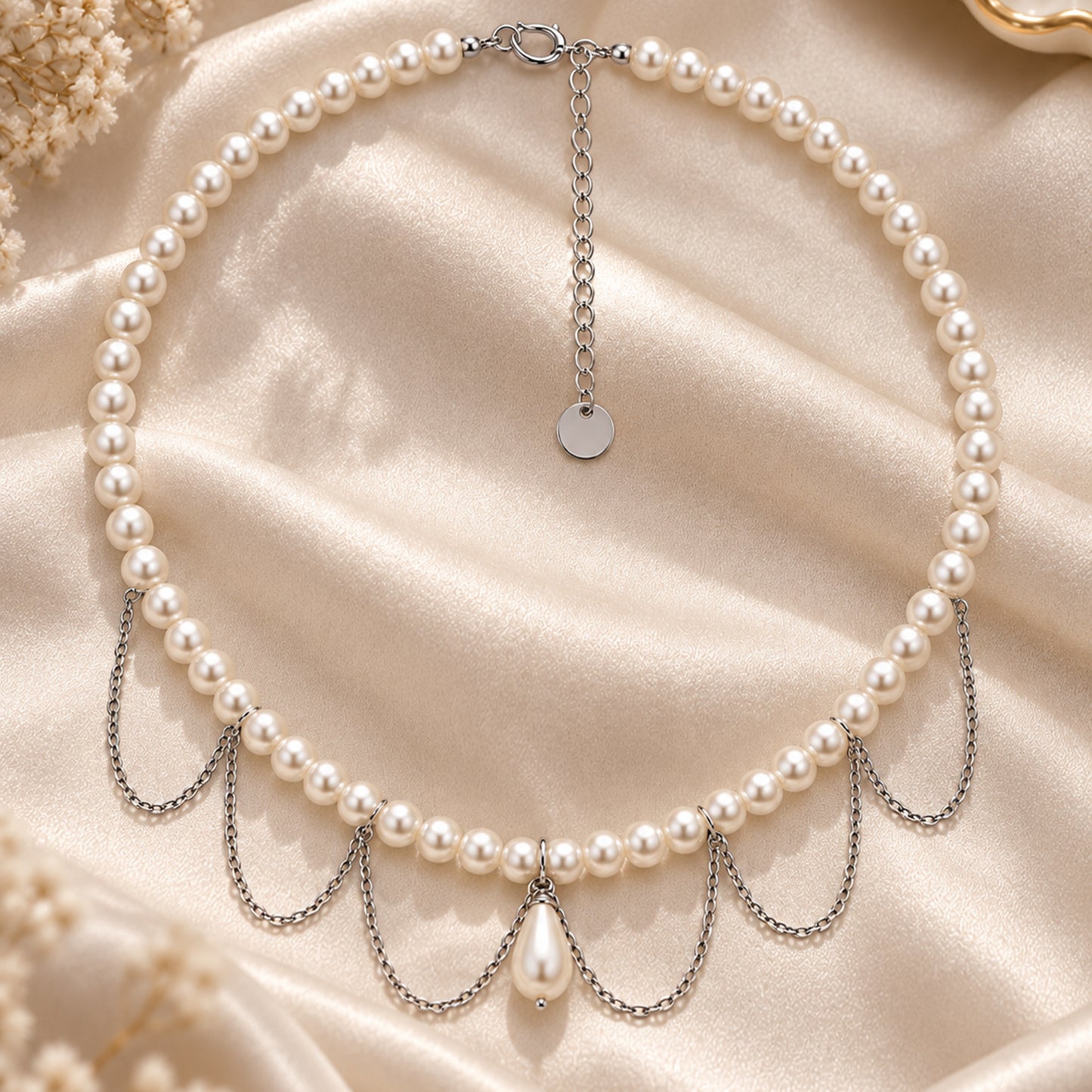 İno 3 Choker 925 Ayar Gümüş Kolye Altın Kaplama MS4107 - Masaliko