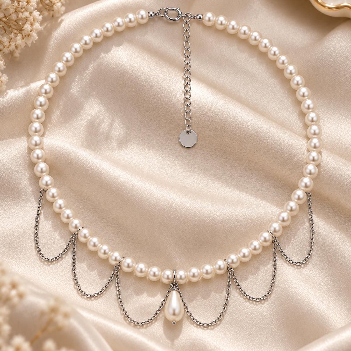 İno 3 Choker 925 Ayar Gümüş Kolye Altın Kaplama MS4107 - Masaliko