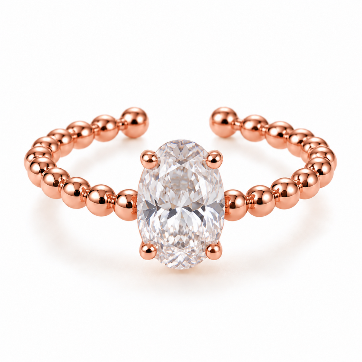 Litu 1 Oval Kesim Gümüş Yüzük - Rose Gold onaylı görsel
