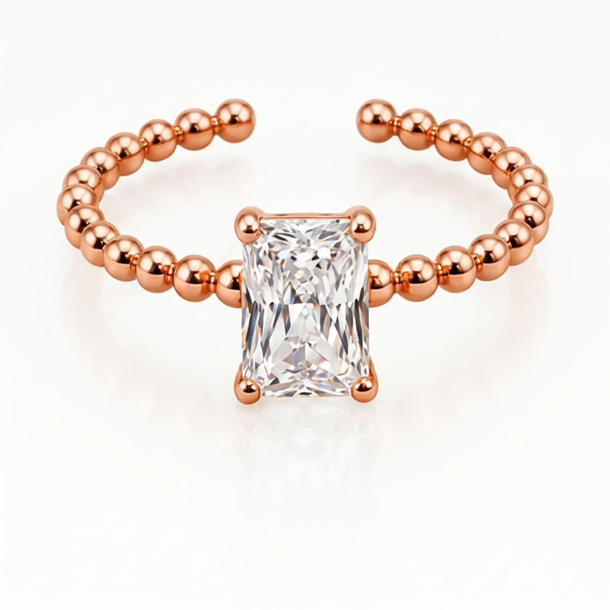 Baget zirkon yüzük rose gold renk