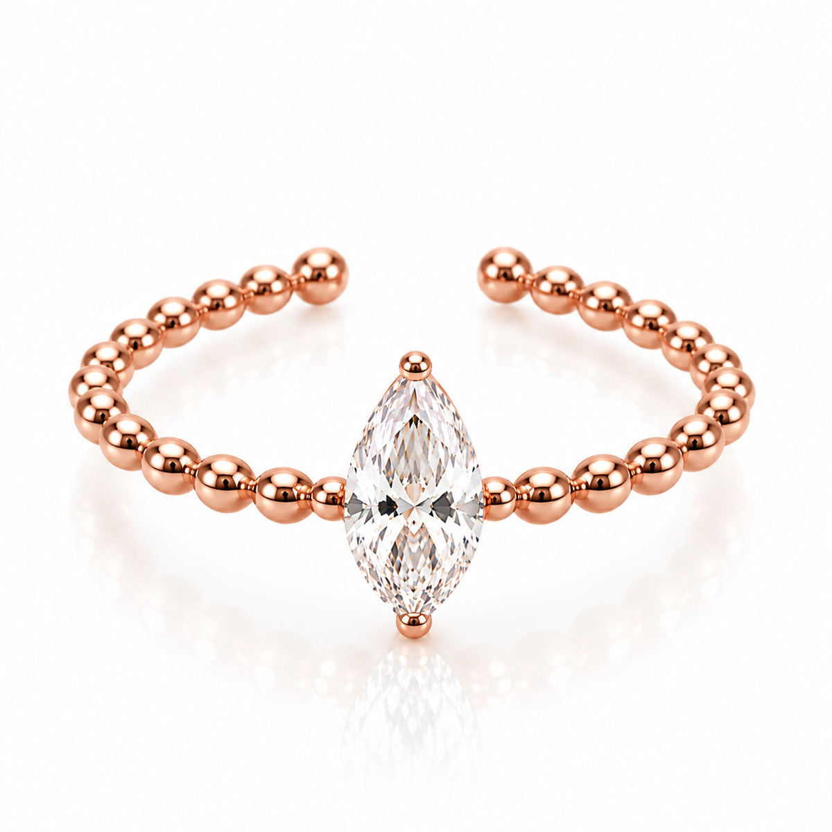 Rose Gold markiz kesim taşlı yüzük