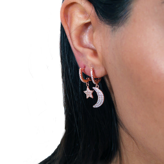 Moon Star Silver Earring Sb1610