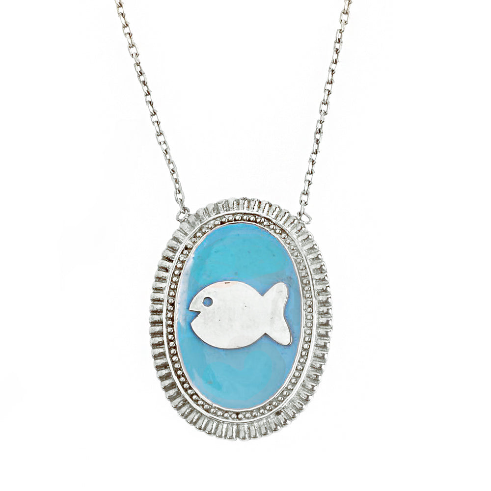 Locket Silver Fish Necklace SB194