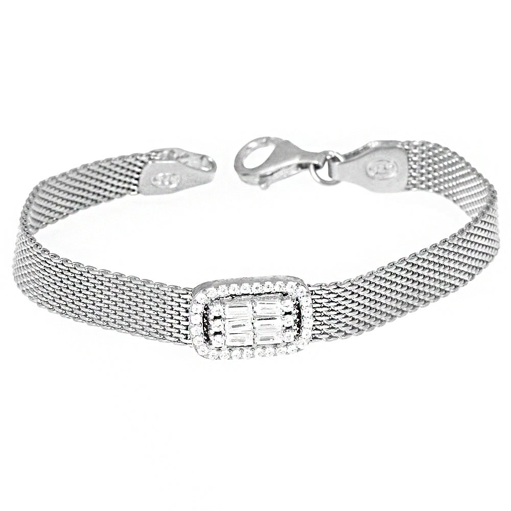 Baguette Silver Bracelet Sb1954