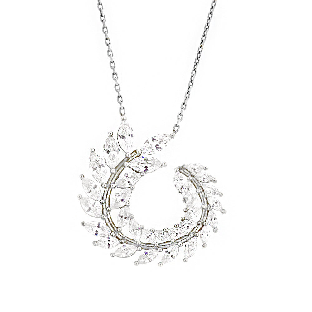 Diamond Mounted Silver Necklace Sb207