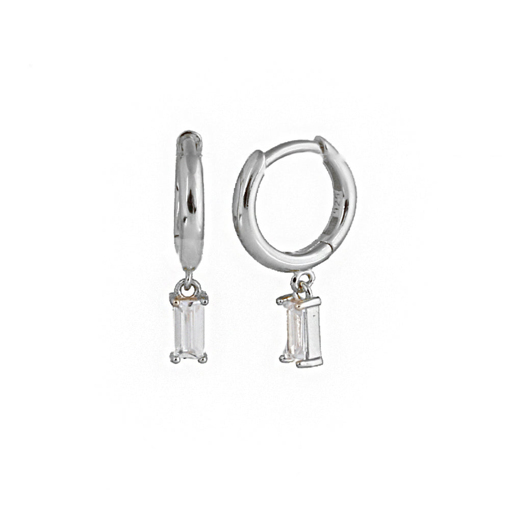 Minimal Baguette Silver Earring MSKP2250