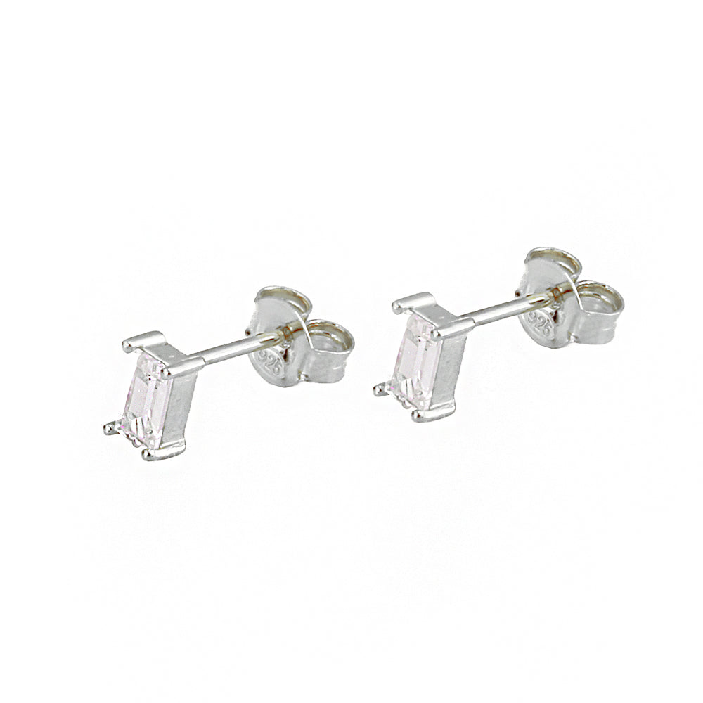 Baguette Silver Earrings Ms2539