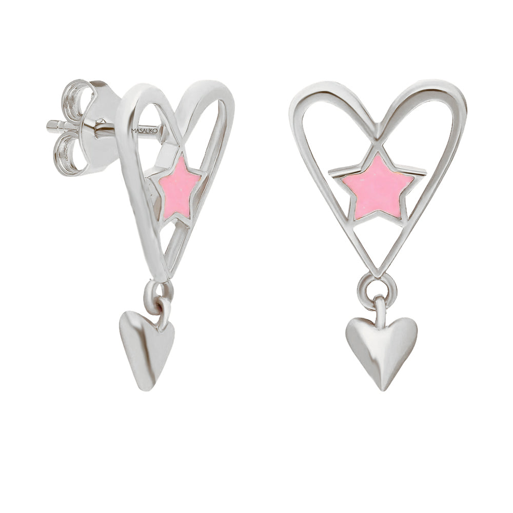 Heart Mio Pink Silver Earring Ms2742