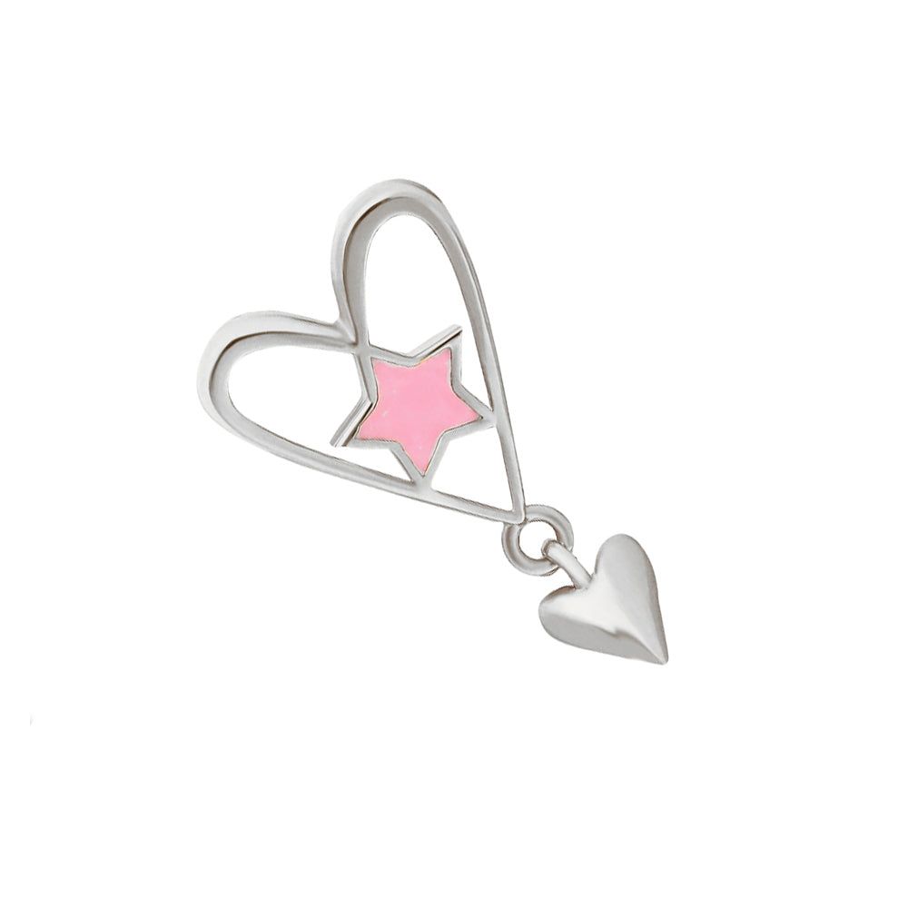 Heart Mio Pink Silver Earring Ms2742