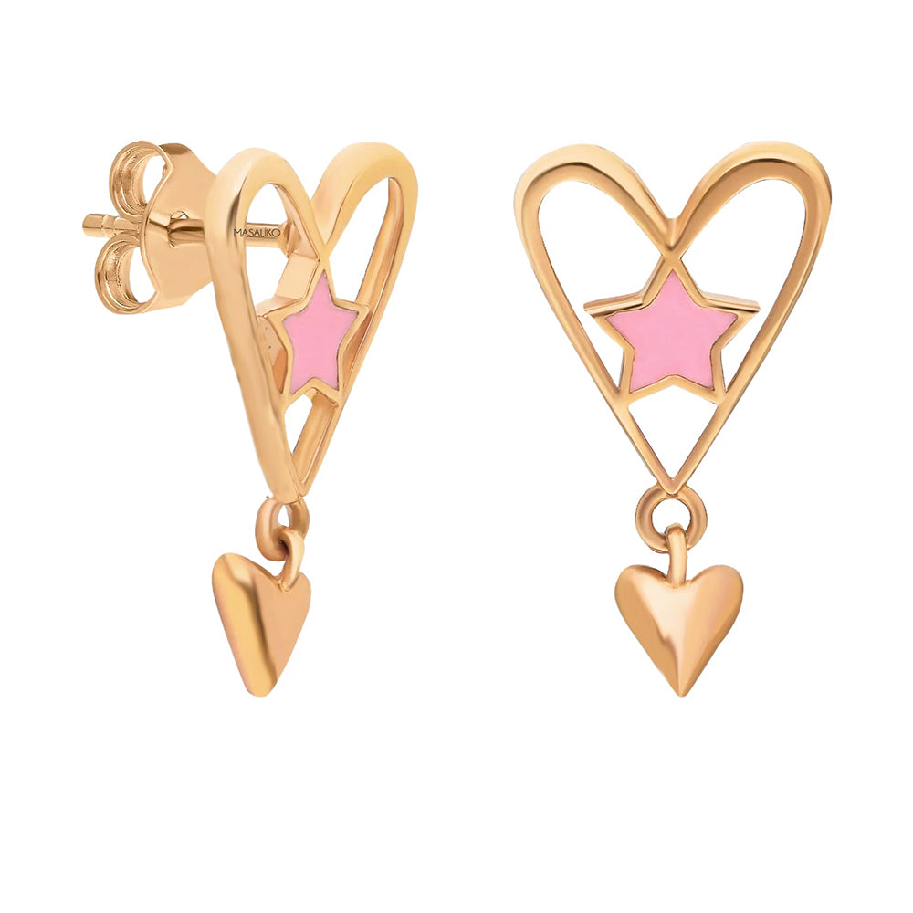 Heart Mio Pink Silver Earring Ms2742