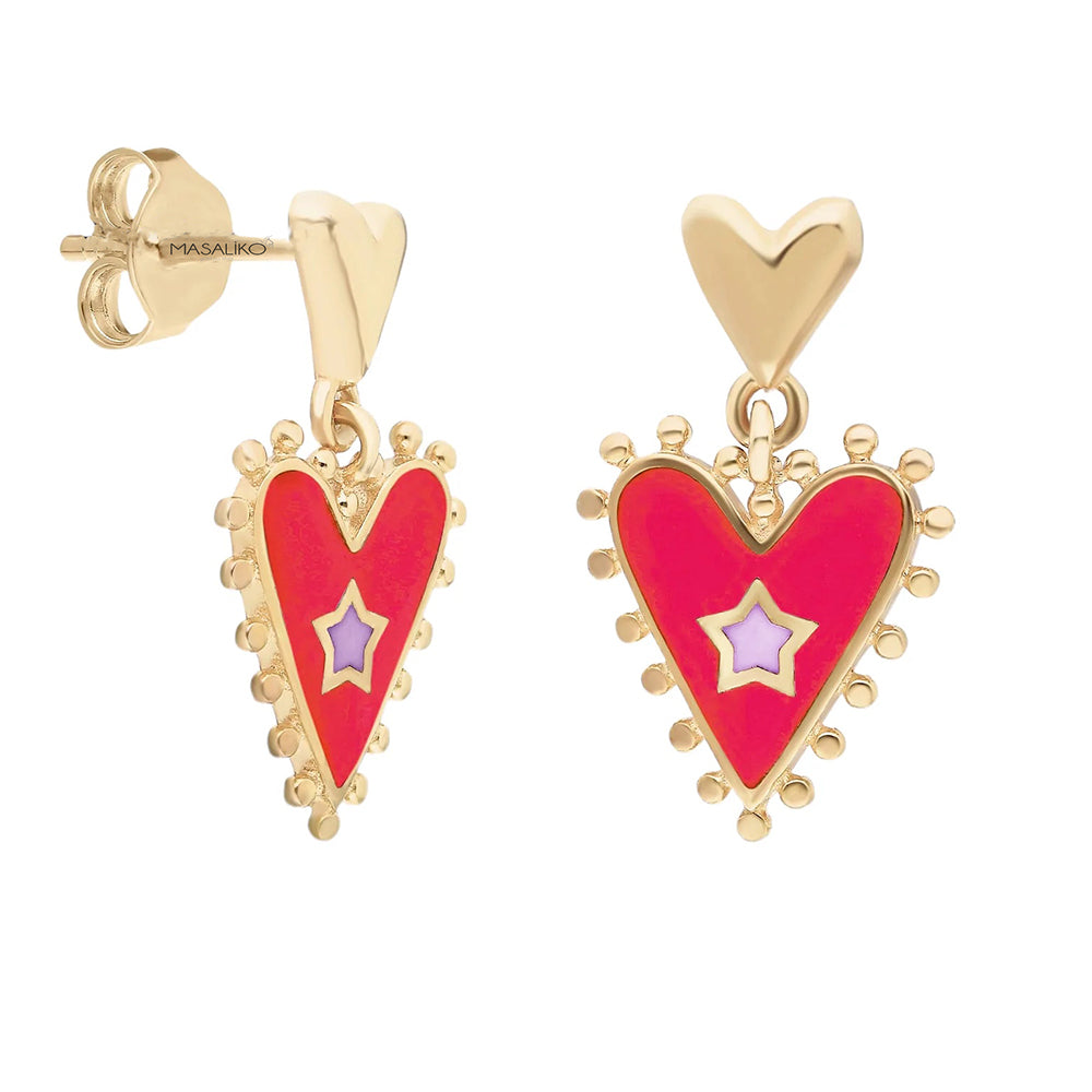 Heart Mio Fuchsia Silver Earring Ms2743