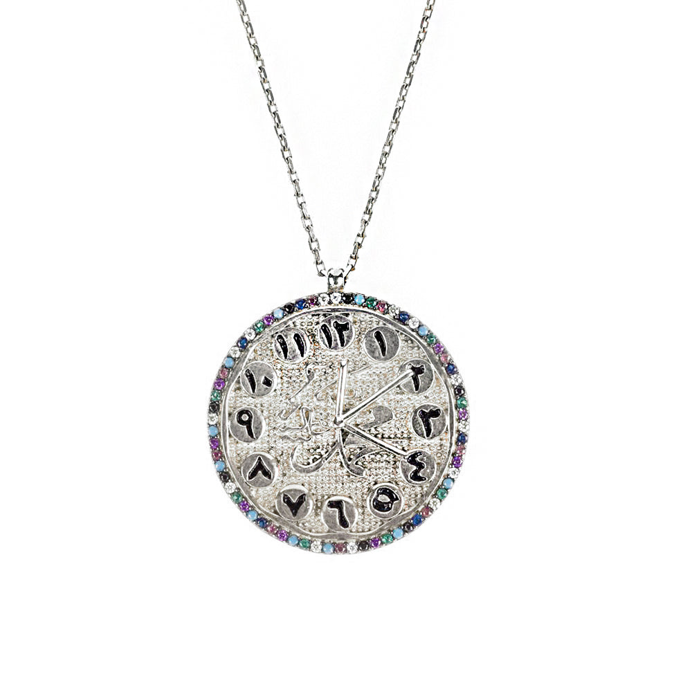 Clock Silver Necklace SB413