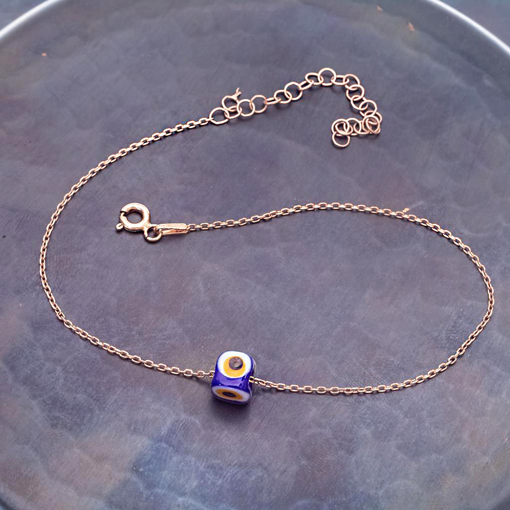 Evil Eye Bead Silver Anklet SB417